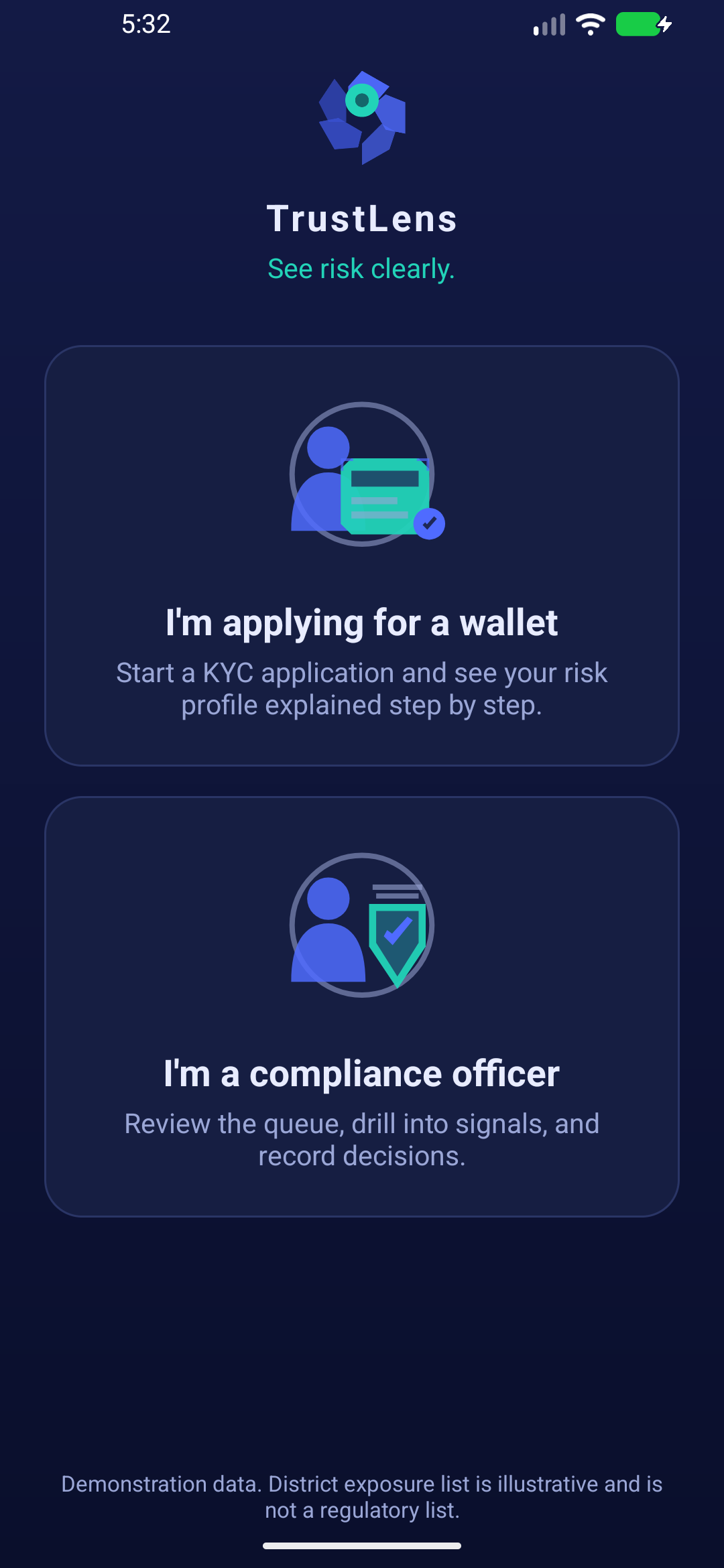 TrustLens app splash screen